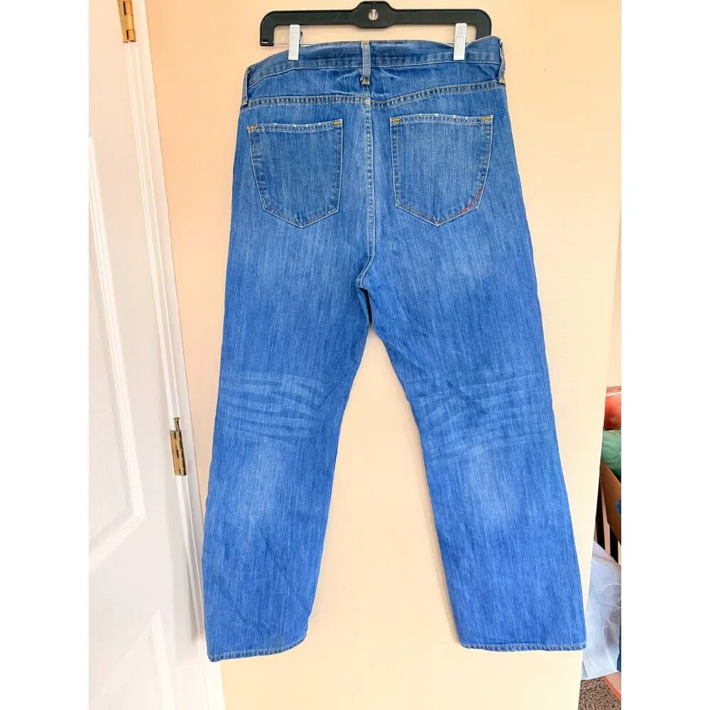 Banana Republic Men’s Relaxed Fit Jeans | 32x32‎ | 100% Cotton | Red Stitch
